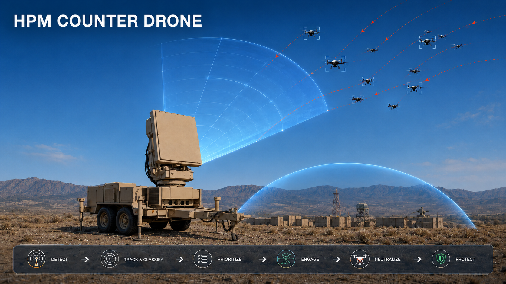 HPM Counter Drone — Detect, Track, Prioritize, Engage, Neutralize, Protect